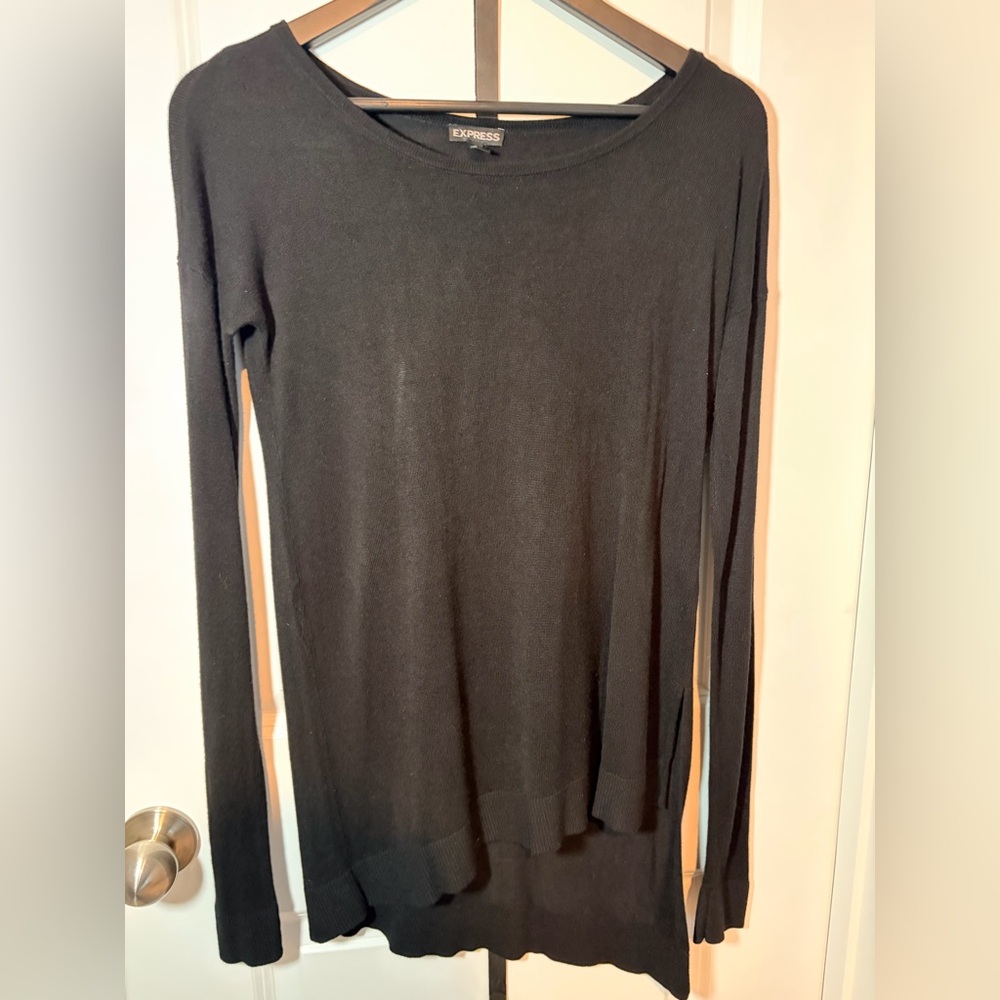 NWOT Express Women's Lightweight Black Asymmetrical Long-sleeve Sweater- Small